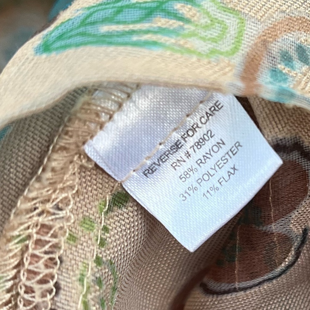 BAMBOO TRADERS | Flax Rayon Polyester Floral Sheer Lightweight Button-Up M - Picture 6 of 6